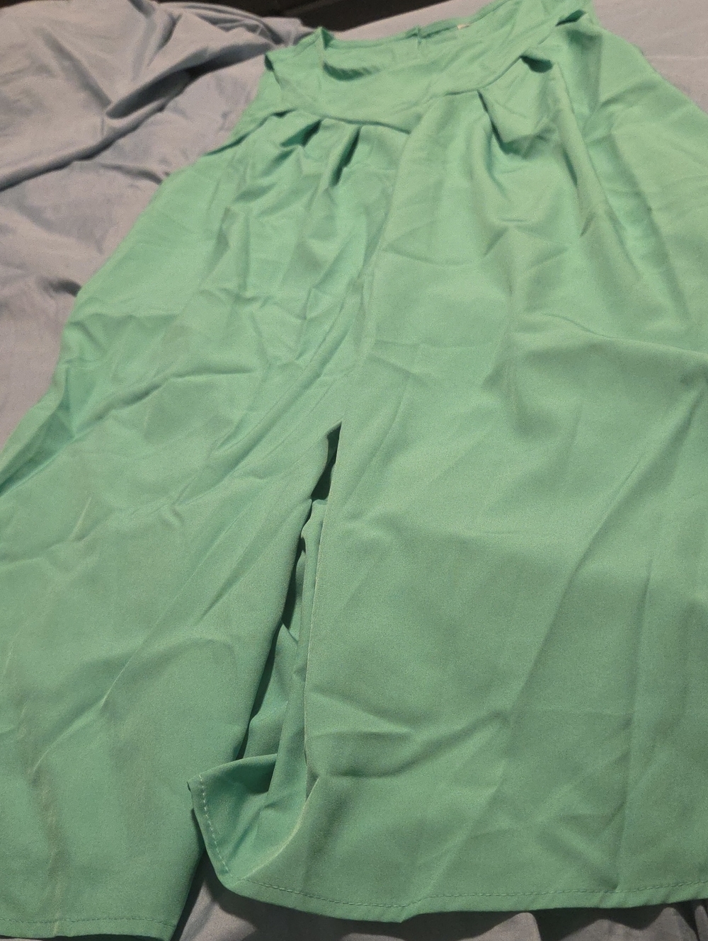 A-Line Pleated Dress in Mint Green